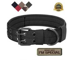 Collier militaire tactique pour chien en nylon réglable S.Lux avec boucle en D en métal pour dressage des chiens – Collection classique de couleur unie