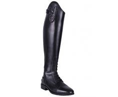 QHP Sasha Bottes déquitation en cuir pour adulte avec haut interchangeable, fermeture Éclair arrière - Noir - Noir , 38 EU