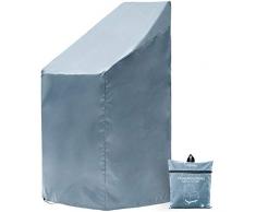 Chefarone Housse de protection chaises de jardin – Housse de salon de jardin – Housse de protec-tion pour chaises empilables – 67 x 67 x 110 cm (Bleu ardoise) - Lacet de sécurité et sac de rangement