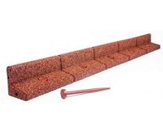 FlexiBorder Bordure de Jardin, Pelouse et Gazon en Caoutchouc Écologique et Étanche, Sans Risque pour les Tondeuses - Pack de 6 x 1 Mètre de long (Couleur Rouge Brique)