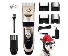 OMORC Tondeuse Chien Professionnelle Charge Rapide Tondeuse Chat Persan Silencieuse Tondeuse Animaux Rechargeable sans Fil pour Poil Long Epais Court Lame Détachable et Lavable avec Peignes (Or)