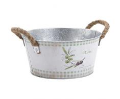 AUBRY GASPARD Jardinière Cache Pot en Zinc (Ronde)