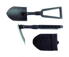 Fiskars Pelle pliable pour camping et alpinisme, 2 en 1 : pelle ou pioche, Housse en tissu incluse, Longueur : 59 cm, Acier au bore trempé, Noir, 1000621