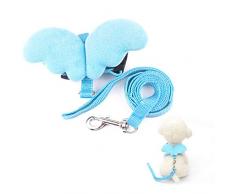Icecode Laisse pour chat avec ailes dange en nylon et laisse réglables pour chaton Bleu
