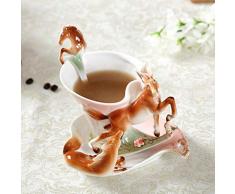 Tasse Créative Bocal À Vin Tasse À Café Cheval Blanc Émaillé Tasse À Café Tasse En Porcelaine Set Créatif Drinkware En Céramique Européenne Bone China Cadeaux Créatifs, Brun