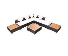 SSITG Jardin 18 pièces en rotin WPC Noir Ensemble de jardin lounge Set