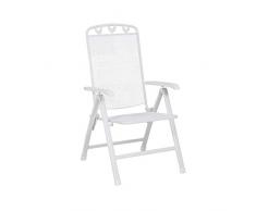 greemotion Chaise de Jardin Toulouse en Acier Blanc avec Dossier Haut Réglable en 5 Niveaux, Fauteuil de Jardin Terrasse Pliable, Chaise dExtérieur 58 x 108 x 64 cm
