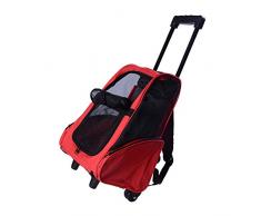 Pawhut 2 en 1 Trolley Chariot Sac a Dos Sac de Transport a roulettes pour Chien Chat
