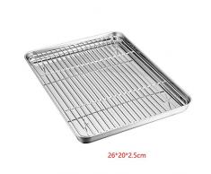 Plaque de cuisson, Inox plaque de cuisson et grille de refroidissement pour maison de vidange d'huile de cuisine cuisson Nourriture cuisinière 26 * 20 * 2.5cm As Picture Show