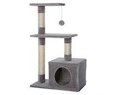 dibea Arbre à chat avec griffoir / centre dactivités - 50 x 30 x 80 cm - Gris clair