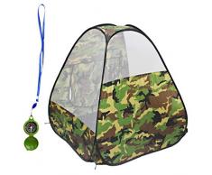 deAO Tente de Jeu pour Enfants Tente Jeux avec Conception Pop Up Assemblage Rapide Activités Récréatives Intérieures et Extérieures Aire de Loisirs (Militaire)