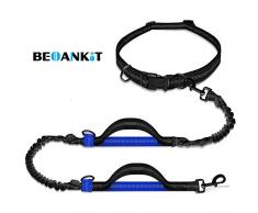 Beoankit Laisse de Chien Main Libre, avec Une Ceinture Réglable à Fixer à La Taille pour La Pratique de Jogging, Absorption de Choc, Harnais Professionnel avec Couture Réfléchissante