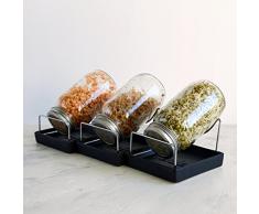 Kenley Seed Germoir kit – 3 Germination bocaux avec Filtre en Acier Inoxydable couvercles – Germoirs Ensemble pour Faire Pousser Vos Propres Sprouts Alfalfa Brocolli Bean à Salade