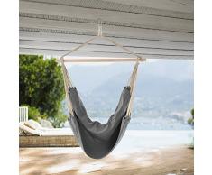 [casa.pro]®] Siège Suspendu Fauteuil Suspendu Chaise Hamac Coton Polyester Gris 100 x 100 cm