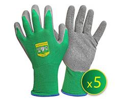 GRÜNTEK 5 Paires (L/9) Gants de Jardin et Protection Travail en Fibre de Polyester avec revêtement en Latex