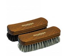 TIMELEOS brosse à fer en crin de cheval pour un entretien optimal brosse à crin de cheval brosse à crin de cheval brosse brillante cirage pour chaussures brosse (sombre & clair Lot de 2)