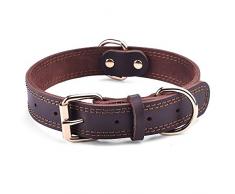 SLZZ Collier pour chien en cuir véritable /Cuir véritable doux au toucher, résistant /Réglable Parfait pour Mâle Femelle Petit Moyen Grand Chiens （Non personnalisé ）