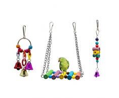 Dsaren Jouet d’Oiseaux, Balançoire Jouet en Bois échelle Oiseaux Mâcher Jouet pour Perroquet Perruche