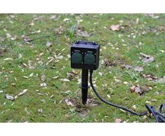 Bloc de 4 prises multiprise de jardin Piquet Idéal pour le jardin Distributeur de courant IP44 d'extérieur pour éclairage de jardin à bassin