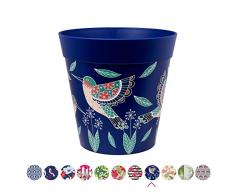 Pot de fleurs d’extérieur en plastique rose, bleu ou vert, 22 cm, Plastique, Blue Hummingbirds, 5 l