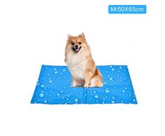 XIAPIA Tapis Rafraichissant Chien Tapis de Refroidissement pour Chiens Chats 50x65cm Cooling Mat Matelas Ete Animaux de Companie (M(50X65CM), Gouttes de Pluie)