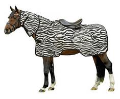 HKM 550888 flyno Couvre-Reins Zebra Anti-Mouches avec Couvre-Cou, 95 cm