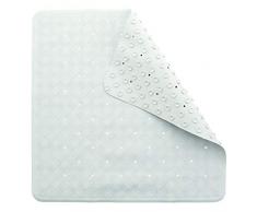 aztex Tapis de Douche ou de Bain antifongique avec Clips à Ventouse, Vinyle - Tapis de Douche, Blanc