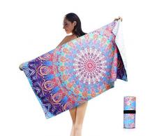 AtailorBird Serviette de Plage en Microfibre Anti Sable 150x75cm, Super Absorbant Couverture de Voyage Légère Pliable Portable Séchage Rapide pour Natation Sport