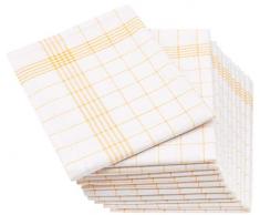 Zollner Set de 12 torchons en lin, jaune-blanc (autres disponibles), 50x70 cm