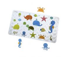 WARRAH Tapis de Baignoire Bébé de Bain de Sécurité Antidérapant Anti moisissures Enfant Anti Glisse Tapis de Bain Lavable en Machine avec Ventouse/en PVC sans Odeur/sans BPA / 70 x 40 cm Fish FHD-03