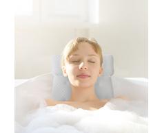 Coussin de bain haut de gamme pour baignoire et jacuzzi! L'Rousset Oreiller de Baignoire haut de gamme conçu pour le confort avec des fibres douces et de grandes ventouses, oreiller facile à nettoyer et résistant aux odeurs