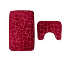 Ele Eleoption 2 pièces antidérapant Tapis de bain WC, Eleoption respirant Tapis de bain mousse à mémoire de forme doux confortable Eau absorbant Toilettes Tapis de salle de bain antidérapant Borne Dos