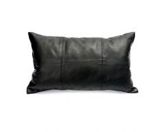 Coussin Rectangulaire en Cuir, 30cm x 50cm x 10cm, Noir