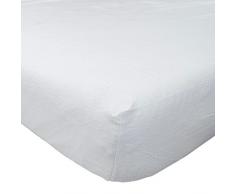 HOMESCAPES - Drap-Housse Blanc en Flanelle Grand Bonnet 180 g/m² - 140 x 190 cm