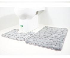Paramount City Tapis de Toilette et Tapis de Bain - 2 pièces - Microfibre - Polyester - Dos en Caoutchouc antidérapant - Séchage Rapide (Gris)