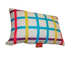 COVERBAGBCN Coussin Antiestres carré Microbilles - Blanc à Carreaux