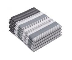 ZOLLNER Set de 4 torchons en Coton, Gris, à Rayures Vertes ou Rouges, 50x70
