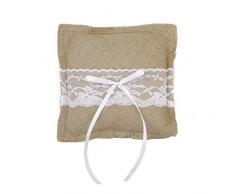 Pixnor De mariage nuptiale de toile de jute Jute rustique hessienne anneau porteur oreiller coussin - 1 pièce
