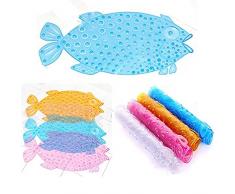 Itian Tapis de Salle de Bain douche antidérapant en forme de Poisson(Bleu)