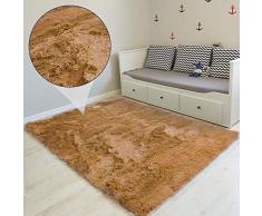 Amazinggirl Tapis Salon Shaggy - Descente de lit Chambre Grande Taille Tapis Poils Longs Moderne tapid Moquette Poil Long tapi (Caramel Beige, 120 x 160 cm)
