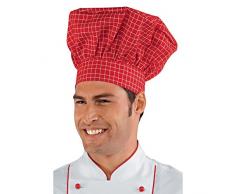 Toque de chef cuisinier blanc carreaux rouge
