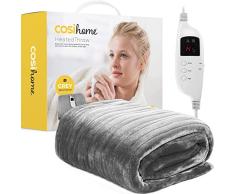 Cosi Home Couverture Chauffante Luxe électrique - Toile extra-large lavable en machine avec télécommande numérique, minuterie et 9 réglages de chaleur (Gris)