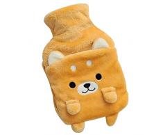 1L Bouteille deau chaude avec housse en forme de chien mignon Animal Chauffe-mains avec housse en peluche en forme de chiot doux