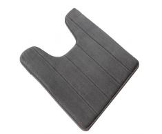 Masterein - Tapis de toilette en forme de U en coton antidérapant et élastique - Pour salle de bain, Coton, Gris argenté, 40*60cm