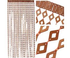 IK Style Rideau de Porte en Perles de Bois - 90 x 200 cm - Fait à la Main - Couleur Bois Naturel - Facile à Installer