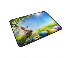 Use7 Paillasson d'intérieur et d'extérieur en Forme d'œuf de Pâques Lapin Ciel Lapin Paysage Nature Tapis d'entrée Salle de Bain 60 x 40 cm