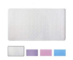 ANSIO Tapis de Bain Baignoire Tapis de Douche en Caoutchouc Anti-moisissure antidérapant avec Trous de Drainage et ventouses Lavable en Machine 40 x 70 cm / 15,8 x 27,7 Pouces - Blanc