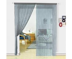 Hsylym - Rideaux décoratifs de séparation à fils pour chambre à coucher, porte ou pour diviser une pièce, Polyester, gris, 90x200cm