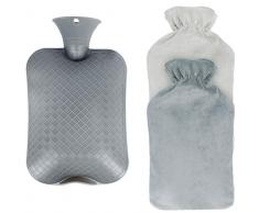 Bouillotte avec Housse, Bouteille deau Chaude Couverture épaisse et Luxueuse Amovible et Lavable Soulagement rapide de la Douleur et Confort