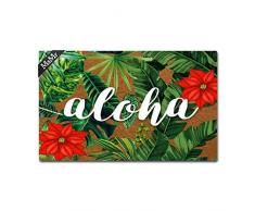 Sun&Home Paillasson Humoristique Personnalisable pour intérieur/extérieur Tapis de Salle de Bain en Tissu Non tissé antidérapant, Caoutchouc, Motif Aloha, 18x30 inch